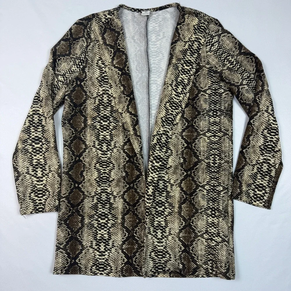 SHEIN Jacket‎ Kids 10Y Brown Snakeskin Print Open Front Longline Lightweight